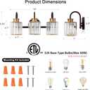 ORB Bathroom Light Fixtures with K9 Crystal Lampshade Bathroom Lighting Over Mirror Vanity Lights for Living Room,Bedroom,Restroom,Hallway 3 Lights