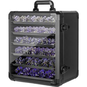 Miniature Carrying Case, Miniature Storage Case with 6 Trays, Aluminum Alloy Frame, Display and Transport Action Figure Display Case for Collectibles Miniatures, Warhammer Carrying Case