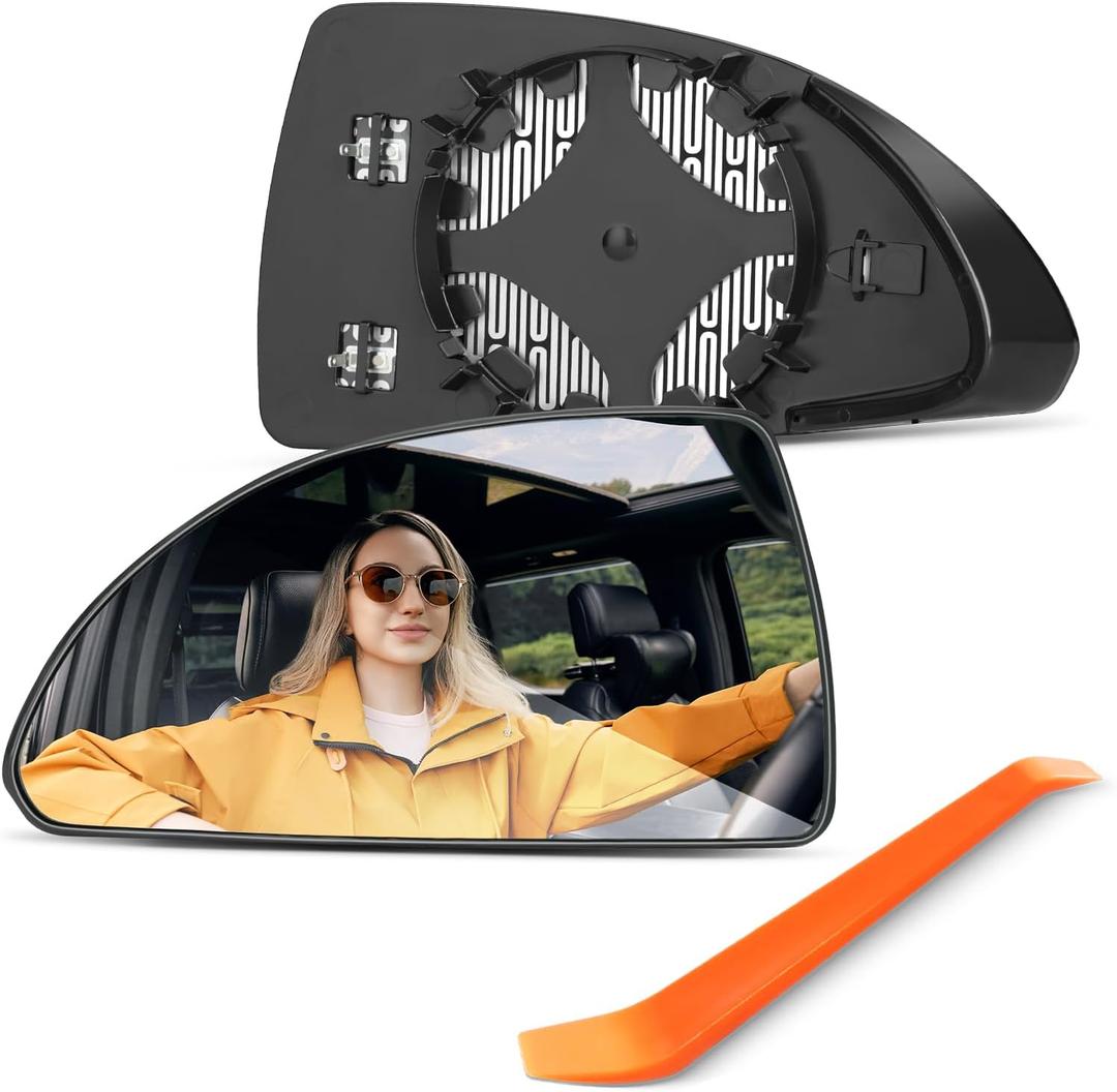 Compatible with Chevy Impala Driver Side Mirror 2006-2013, Chevrolet Impala Limited 2014-2016 - Left Side Mirrors Replacement Glass with Backing Plate, Power Heated