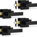 Plustool 4 Pack Matte Black Door Handles, Keyless Interior Door Knobs, Privacy Door Lever Locksets for Bedroom Bathroom, Heavy Duty Square Door Lock, Reversible for Left&Right Handled Doors