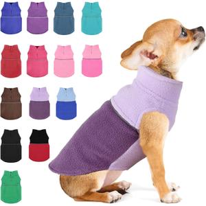 Dog Sweaters for Small Dogs Girl Fleece Vest Dog Sweater with Leash Hole Warm Pullover Puppy Jacket Doggy Sweater Female Winter Doggie Clothes Pink Teacup Puppy Outfit (Double Purple, XX-Small)