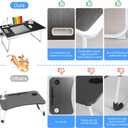 Laptop Bed Table, Laptop Desk for Bed, Foldable Laptop Bed Desk with USB Charge Port, Handle, Desktop Card Slot, Cup Slot, Side Drawer, Portable Laptop Table for Bed Eating Reading Working