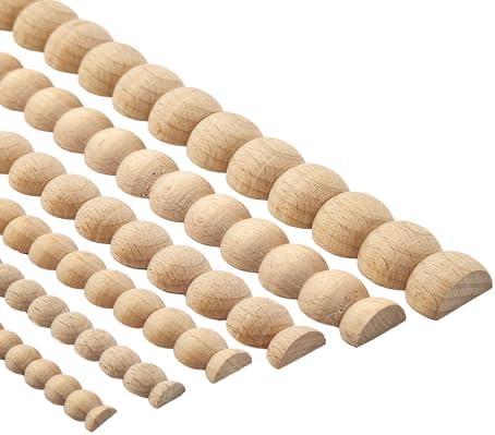 Dylrauoza Beaded Wood Trim Molding, 15 Pack Unfinished Half-Round Decorative Wood Trim, 15.75" Easy-to-Paint DIY Wooden Molding for Wall, Furniture, Cabinet, Door & Craft Decoration (14mm)