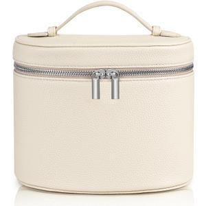 Makeup Bag Vanity Case Cosmetic Bag with Removable Divider Travel Toiletry Bag for Women Portable Make up Box Organizer, Beige