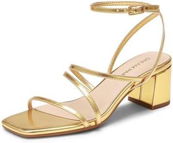 DREAM PAIRS Womens Block Heels 2 inch Strappy Square Toe Dressy Chunky Low Heeled Sandals for Party Wedding Evening size 8