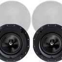 Monoprice 2-Way Carbon Fiber In-Ceiling Speakers - 8-Inch, With 15 Degree Angled Drivers, Pair, Black - Alpha Series