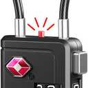 TSA Approved Luggage Lock | Inspection Indicator, 4-Digit Combination, Durable Zinc Alloy | for Suitcases, Backpacks, Travel Bags | Black, 1-Pack