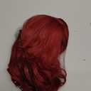 NAYOO Red Bob Wig With Bangs - 14 Inch Curly, Middle Part, Shoulder Length Dark Hair, Short Synthetic Wig for Women, Glueless Costume