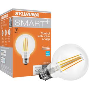 Sylvania WiFi LED Smart G25 Light Bulb, 5W Efficient with Filament, for Alexa/Google Assistant, Energy Star, Clear, 2700K, Soft White - 1 Pack (75798)