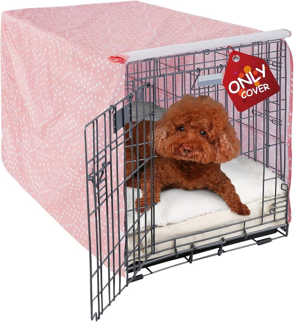Explore Land Pattern Dog Crate Cover for 24 Inches Wire Cage, Heavy-Duty Polyester 1 2 3 Doors Standard Metal Pet Kennel Enclosure (Princess Pink) (24.0"L x 18.0"W x 20.0"H)