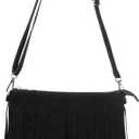 OYOANGLE Women's Boho Suede Fringe Crossbody Bags