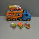 Forty4 9 Pack Cars Toys for 2 3 4 5 Years Old Toddlers Boys & Girls Gift, Big Transport Truck with 8 Small Cute Pull Back Trucks, Carrier Truck with Sound & Light 13.5 * 5.5 inch, 2.5 * 1.6 inch (Multicolor)