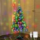 Liliful 4FT Pre Lit Artificial Christmas Tree with Plug in 70 LED Warm Light Hinged Spruce Pencil Xmas Pine Tree with Folding Metal Stand for Home Christmas Xmas Holiday Party