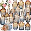 20 Pcs Glass Bud Vase Set Small Vintage Flower Vase in Bulk for Centerpieces Rustic Decorative Glass for Wedding Table Home Christmas Decoration (Blue Brown)
