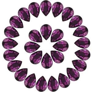 Teardrop Rhinestones 100Pcs Amethyst Point Back Glass Rhinestones for Crafts Jewelry Making,13x18mm