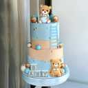Baby Shower Cake Topper for Boy Bear Theme We Can Barely Wait Decorations Adorable Baby Boy Shower Cake Decorations with Bear Topper for Gender Reveal Newborn Celebration