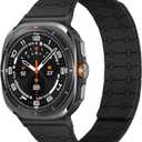 Amizee No Gap Band Compatible with Samsung Galaxy Watch Ultra (2025/2024) Band 47mm, 22mm Magnetic Sport Silicone Strap for Women Men, Black