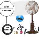 Stay Cool Outdoors with 18 Inch Misting Fan Kit - 26ft Water Mister Spray Tube& 5 Removable Brass Nozzles & Galvanized Solid Brass Adapter for patio misters for cooling outdoor