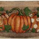 Artoid Mode Wood Dot Pumpkin Leaves Fall Doormat, Autumn Home Decor Low-Profile Switch Rug Door Mat Floor Mat for Indoor Outdoor 17x29 Inch (Brown)