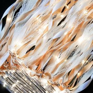 Unittype Light up Wand for Wedding Silk Streamer with Bell LED Fairy Ribbon Fairy Wand Glow in the Dark Flashing Lace Stick for Wedding Birthday Party Favor(48 Pieces,Champagne & Warm White LED)