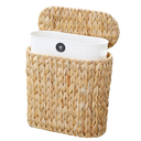 Coeusy Wicker Bathroom Trash Can with Lid,Narrow Rattan Waste Basket with Removable Liner Bucket,Slim Woven Water Hyacinth Garbage Can for Bedroom,Office,Small Spaces,3 Gallon
