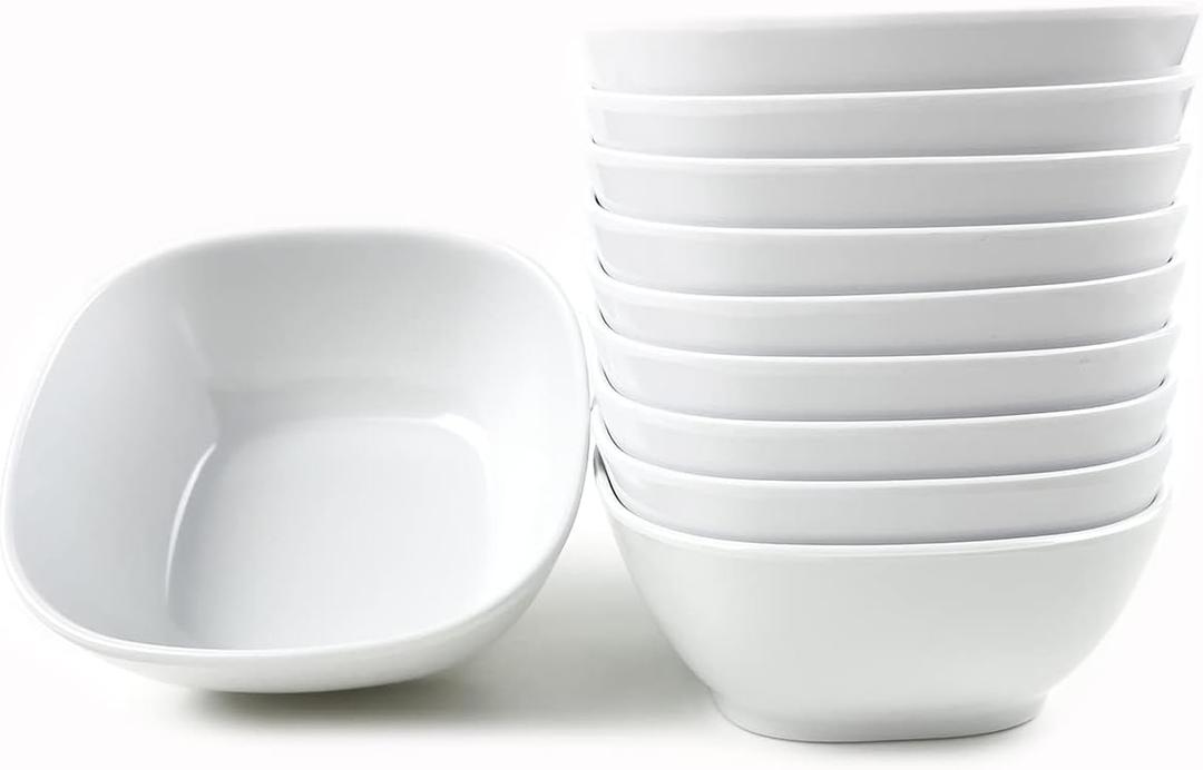 4.4-inch Melamine Dessert Bowl Kids Plastic Bowls,Small Bowl For Ice Cream Snacks Rice Salad Soup Cereal.Set of 10(White)