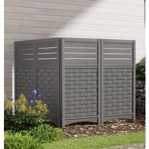 KINYING Air Conditioner Fence Privacy Screen,4 Panels Pool Equipment Trash Can Enclosure Screen for Outdoor,Resin Fence Panels Kit,45" (H) x 22" (W) Per Panel, Grey