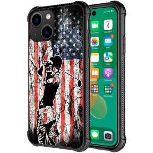 DJSOK Case for iPhone 14 Plus,Luxury Pattern Design Shockproof Rugged Cover,Cases for Man Woman-Golf Flag