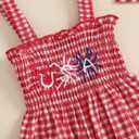 Kuriozud Valentines Day Outfit Baby Girl Bubble Romper Spaghetti Strap Onesie My First/1st Valentines Day Clothes Clothing (3-6 Months, Red Usa)