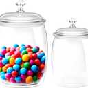 Candy and Cookie Jar 2pcs/130oz Plastic Jars with Lids Decorative Clear Airtight Food Storage Canister for Cookie, Dog Treats, Pet Food, Candy