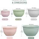 Greentainer Plastic Mixing Bowls with Lids Set for Kitchen, 5 Set Nesting Bowls for Mixing, Baking, Prepping, Cooking and Serving Food, Mixing Bowls Dishwasher, Microwave Safe, large