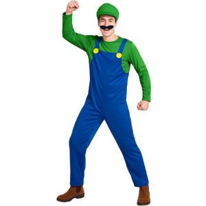 Morph Mens Plumber Costume, Green Plumber Brother Costume Mens, Funny Costumes for Men (Large)