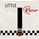 2 x Toddler Boy Room Wall Decor,Name Sign Banner for Personalized Baby Boy Christmas Gifts,Little Racer Canvas Banner for Nursery Toddler Little Boy Bedroom Playroom,Initial I Gift,20x30 in