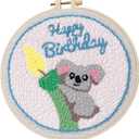 TingHong Punch Needle Embroidery Kit for Beginners Complete DIY Crafts for Adults with Pre-Printed Fabric & Embroidery Hoop Modern Needlepoint Kit for Home Decor (Koala)