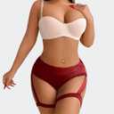 Women's Yoga Shorts with Garters High Waist Slim Sexy Bodycon Booty Dance Hot Pants Bandage Workout Butt Lifting (Red, L)