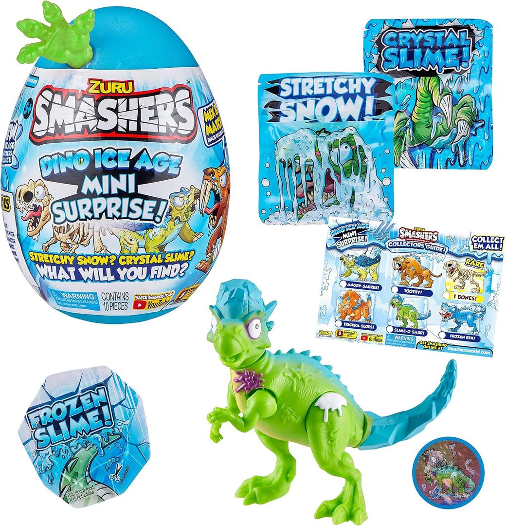 Smashers Dino Ice Age Pachyephalosaurus by ZURU Mini Surprise with Many Surprises! - Slime, Dinosaur Toy, Collectibles, Exclusive Dino, Smashable Egg, for Boys and Kids (Pachyephalosaurus)