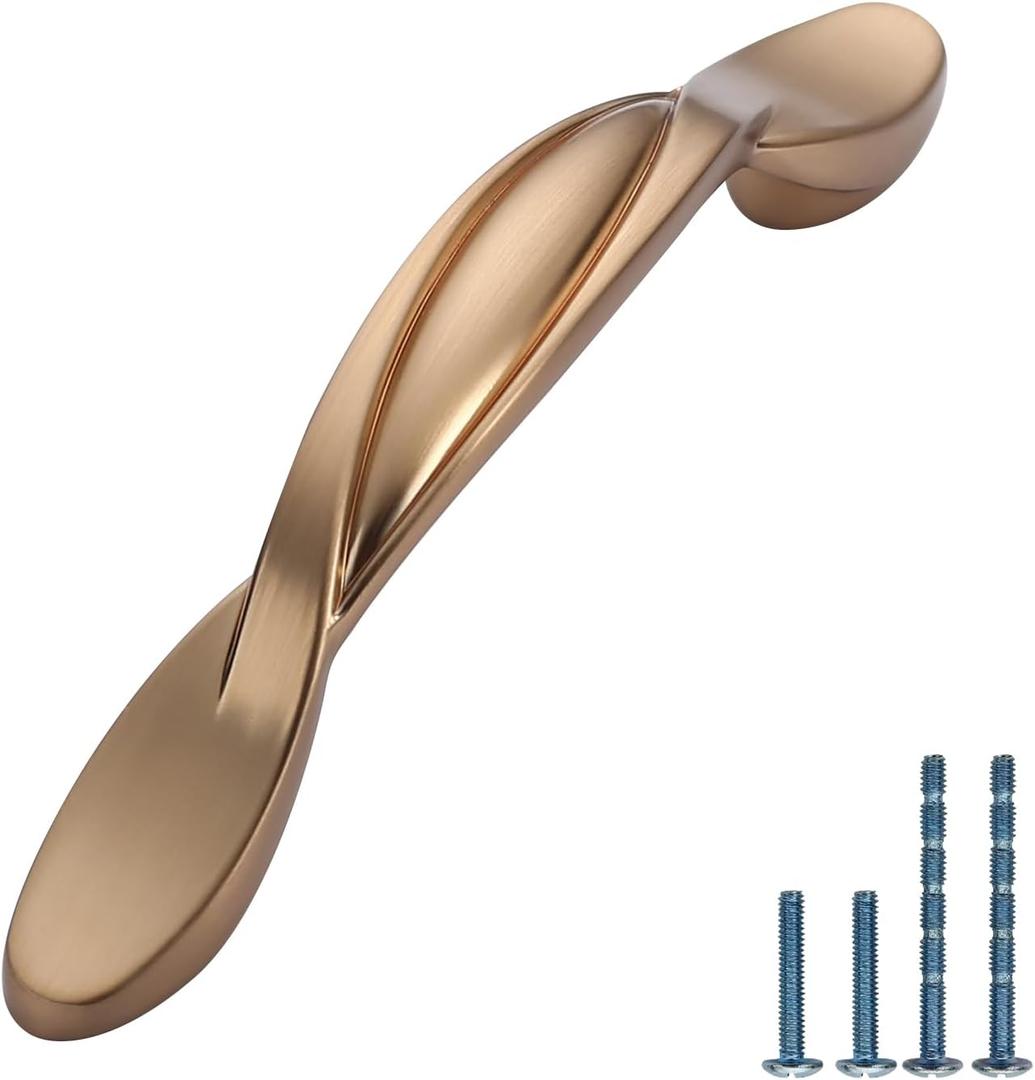 Asidrama 10 Pack 3 Inch(76mm) Champagne Bronze Kitchen Cabinet Handles, Cabinet Pulls Kitchen Cabinet Hardware for Cupboard Drawer Pulls (3" Hole Center)