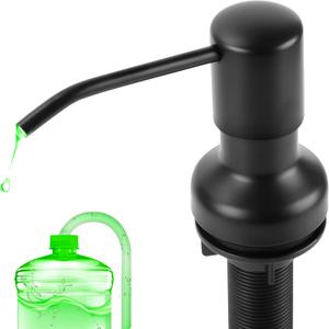 Soap Dispenser for Kitchen Sink, Sink Soap Dispenser with Longer Threaded Shaft Shank, 47" Extension Tube Connects Directly to Dish Soap Container, Wider Pump Head Base Black