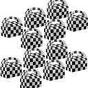 Adorox Set of 12 Checkered Racing Treat Boxes - Race Car Theme Party Favors for Birthday Parties, Events, and Celebrations