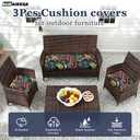 SUKAIKEQA Waterproof 3-Piece Patio Sofa Cushion Cover Set - Replacement Covers for Outdoor Wicker Furniture, Bench & Seat Cushions with 4pcs Throw Pillow Cover