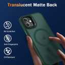 WRJ Case Designed for iPhone 12/12 Pro, Translucent Magnetic Phone Case for Women Men [Compatible with Magsafe] Slim Anti-Fingerprints Shockproof Protective Cover with Screen Protector-Green