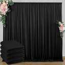 20 ft x 10 ft Wrinkle Free Black Backdrop Curtain for Parties, 4 Panels 10ft Polyester Black Photo Backdrop Drapes for Graduation Birthday Wedding Party Stage Curtains