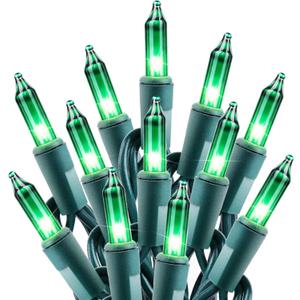 Minetom St. Patrick's Day Mini String Lights, 100 Count 27 Feet Detachable Incandescent Bulb Waterproof Green Fairy Lights Plug in for Indoor Outdoor Party Patio Christmas Decoration, Green Wire