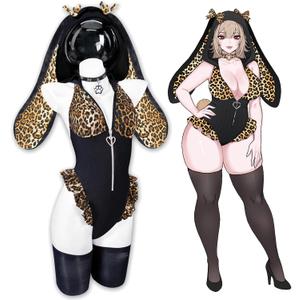 KORURACLUB Leopard Print Lingerie Animal Bodysuit, XS-M