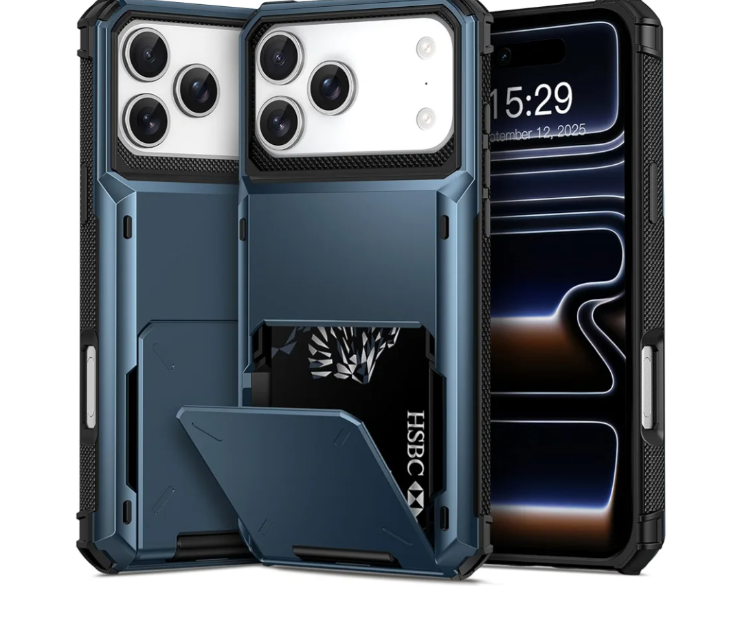 TOPAUX for iPhone 17 Pro Wallet Case 5 Credit Card Holder Flip Cover Secure Back Pocket ID Slot Compartment Dual Layer Shockproof Bumper Anti-Scratch Protective Hard Shell for iPhone 17 Pro Navy Blue