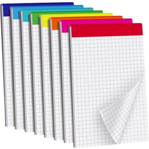 Tenceur 8 Pack Grid Paper Pad 4 x 6 Inch Graph Paper Pad, Graft Paper 30 Sheets Graph Ruled Grid Pad Notebook Notepads Memo Pads Math Grid Note Pad Scratch Pads Assorted Colors (5 Squares Per Inch)
