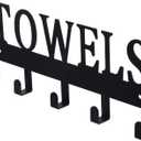 FairyCity Black Metal Towel Holder Wall Mounted Small Coat Racks with 5 Hooks Hanging Holder Towel Rack for Bedroom, Bathroom, Entryway, Dorm Hanging Bag,Coat,Key etc.