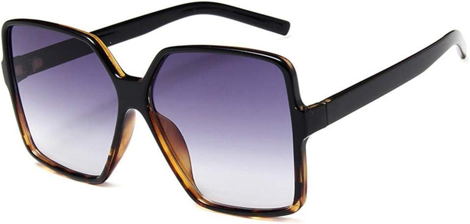 Dollger Oversized Square Sunglasses for Women Big Large Wide Fashion Shades for Men UV Protection Unisex (F: Black Gradient Leopard Frame)