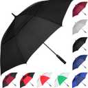 MRTLLOA Extra Large Black Golf Umbrella, 54/ 62/ 68/ 72 Inch Automatic Open, Oversize Double Canopy Vented Windproof Waterproof Sports Stick Umbrellas for Rain (62 Inch Black)