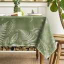 Horaldaily Spring Tablecloth 60120 Inch Rectangular, Green Plants Wild Fern Washable Table Cover for Party Picnic Dinner Decor